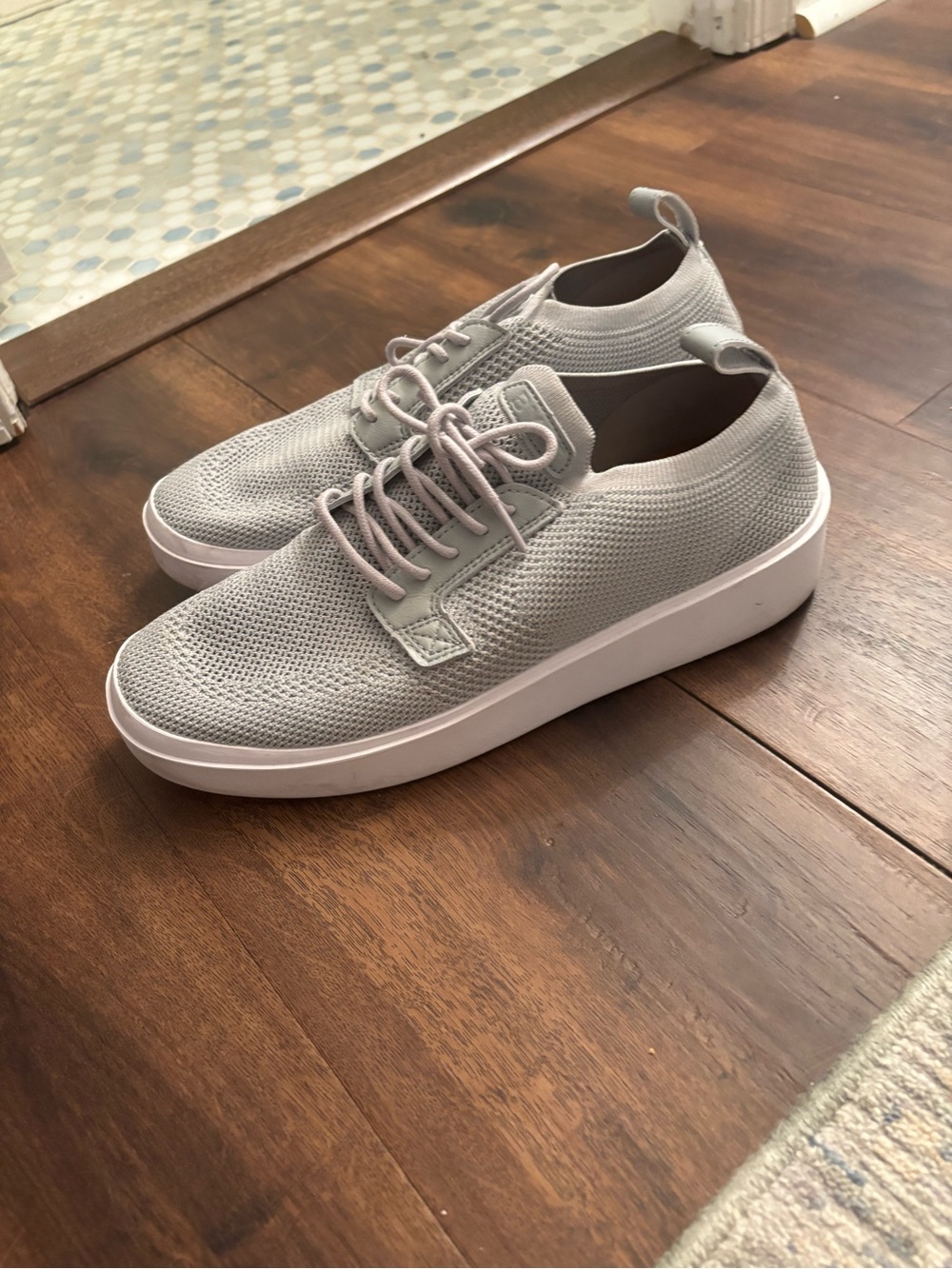 BYLT Basics Light Gray Knit Lace-Up Sneakers